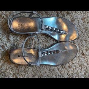 White slip on sandal